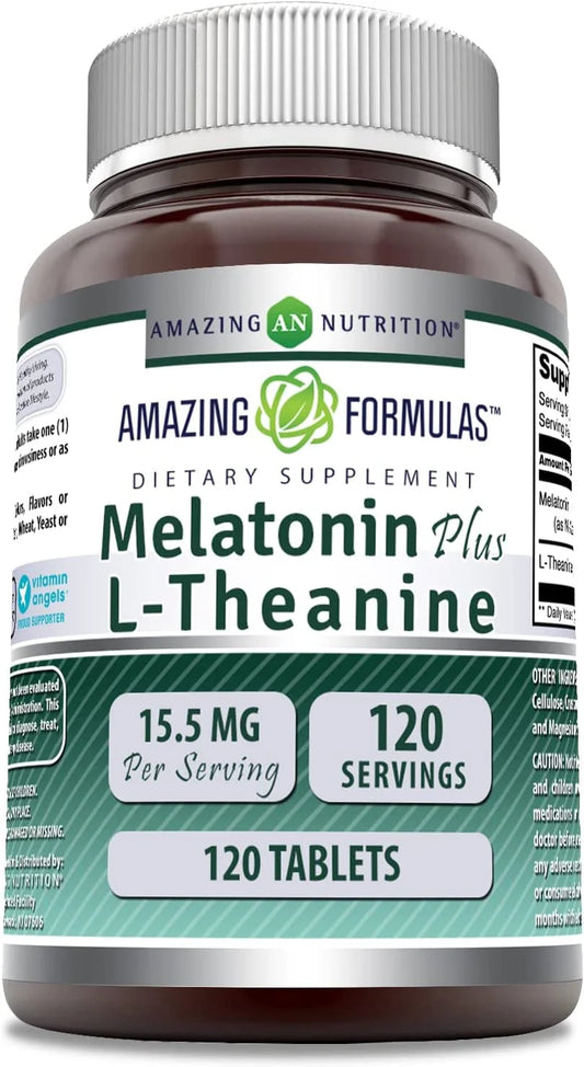 Melatonin 10 Mg plus L-Theanine 5.5 Mg per Serving 120 Tablets Supplement | Non-Gmo | Gluten Free | Made in USA