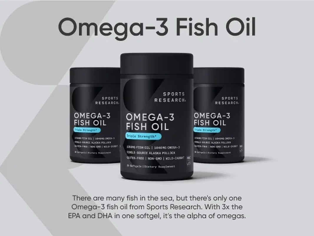 Omega 3 Fish Oil Supplement, Triple Strength 1250Mg Omega 3 Fatty Acids, 60 Softgels