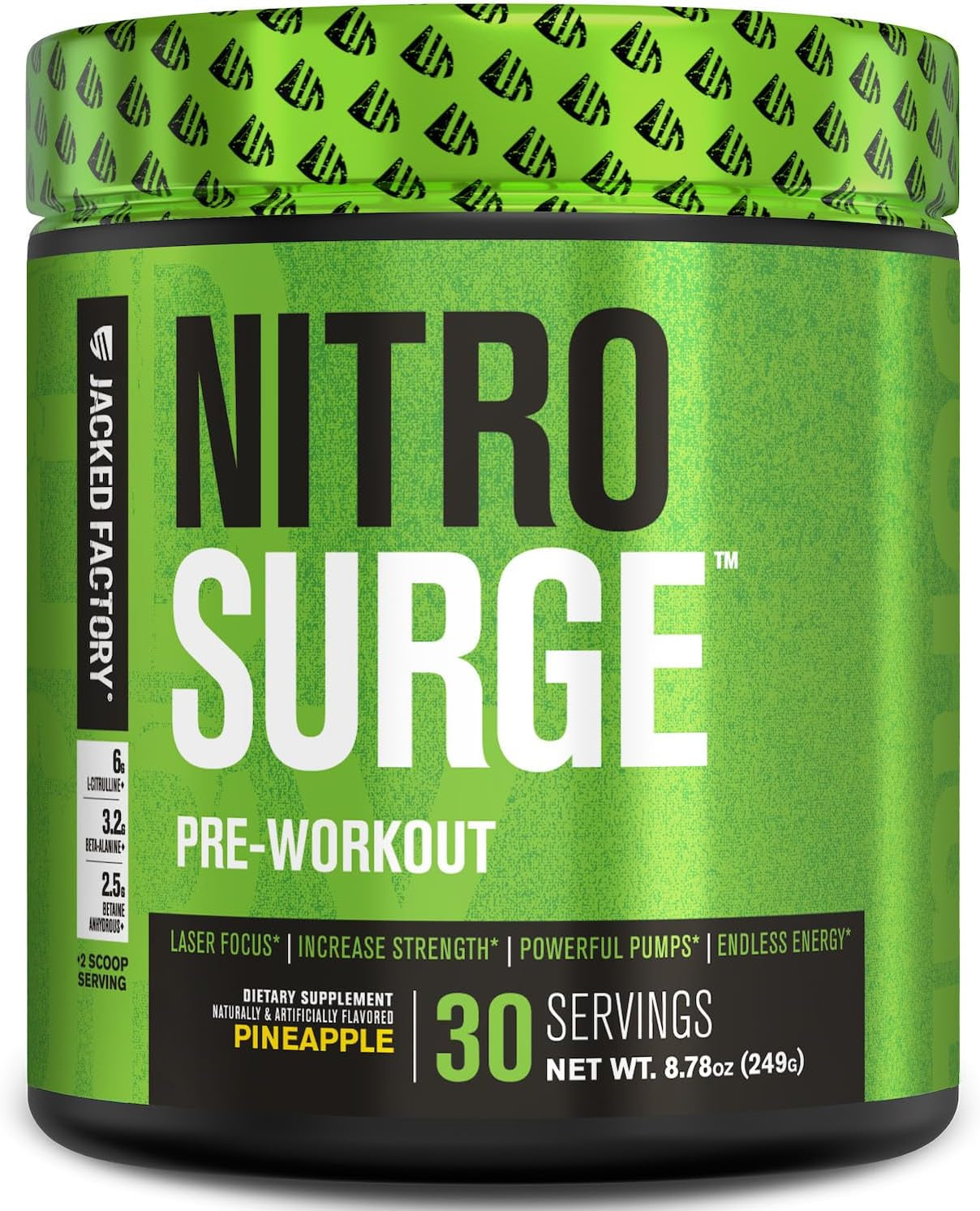 NITROSURGE Pre Workout Supplement - for Energy, Instant Strength Gains, Clear Focus, Intense Pumps - Nitric Oxide Booster & Preworkout Powder with Beta Alanine - 30 Servings, Pineapple