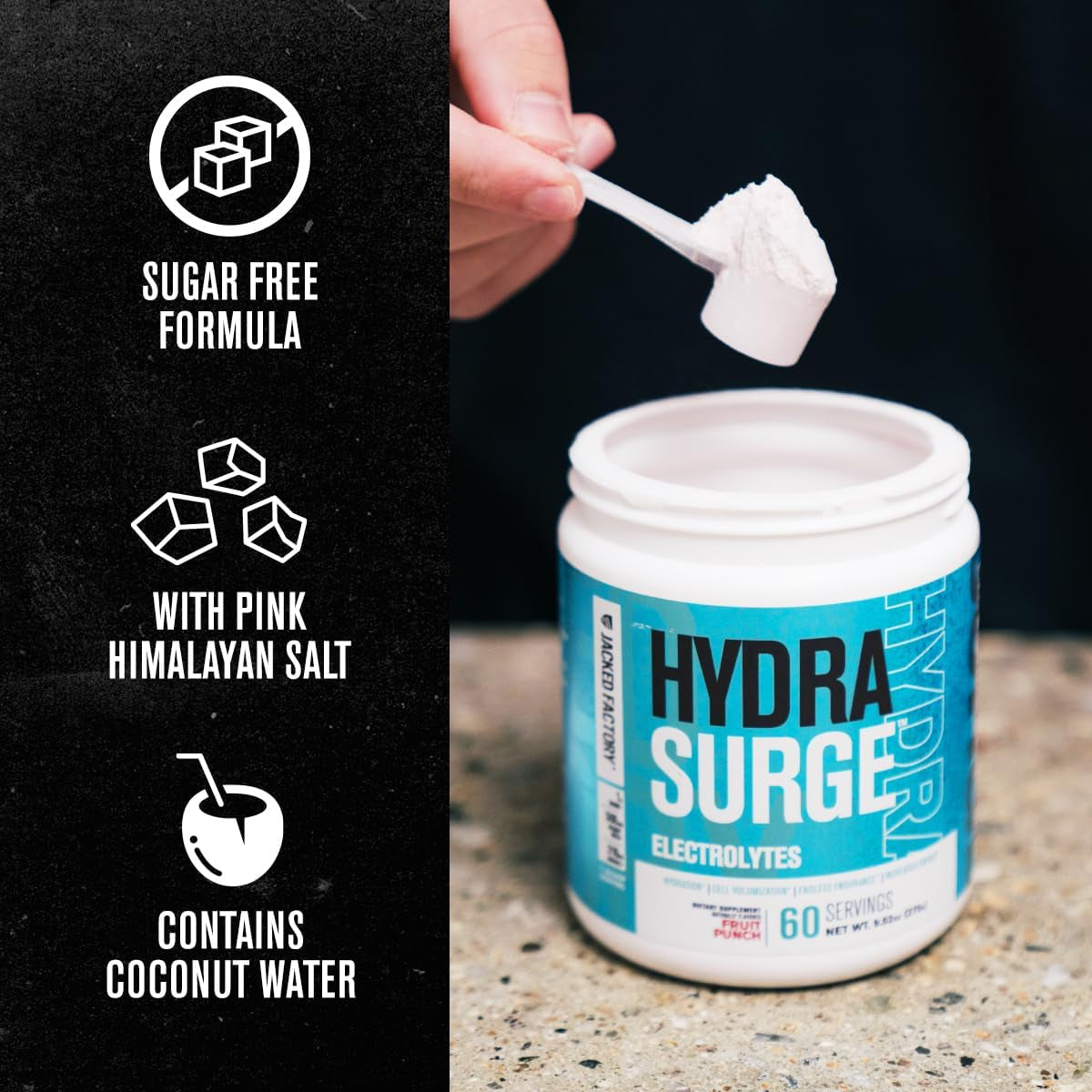 HYDRASURGE Electrolyte Powder - Hydration Supplement with Key Minerals, Himalayan Sea Salt, Coconut Water, & More - Keto Friendly, Sugar Free & Naturally Sweetened - 60 Servings, Orange Mango