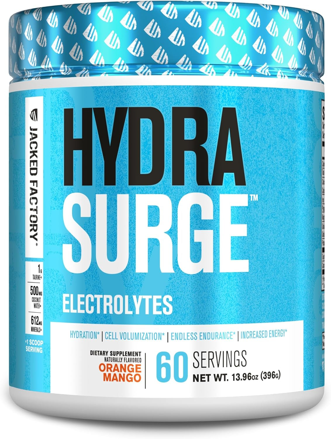 HYDRASURGE Electrolyte Powder - Hydration Supplement with Key Minerals, Himalayan Sea Salt, Coconut Water, & More - Keto Friendly, Sugar Free & Naturally Sweetened - 60 Servings, Orange Mango