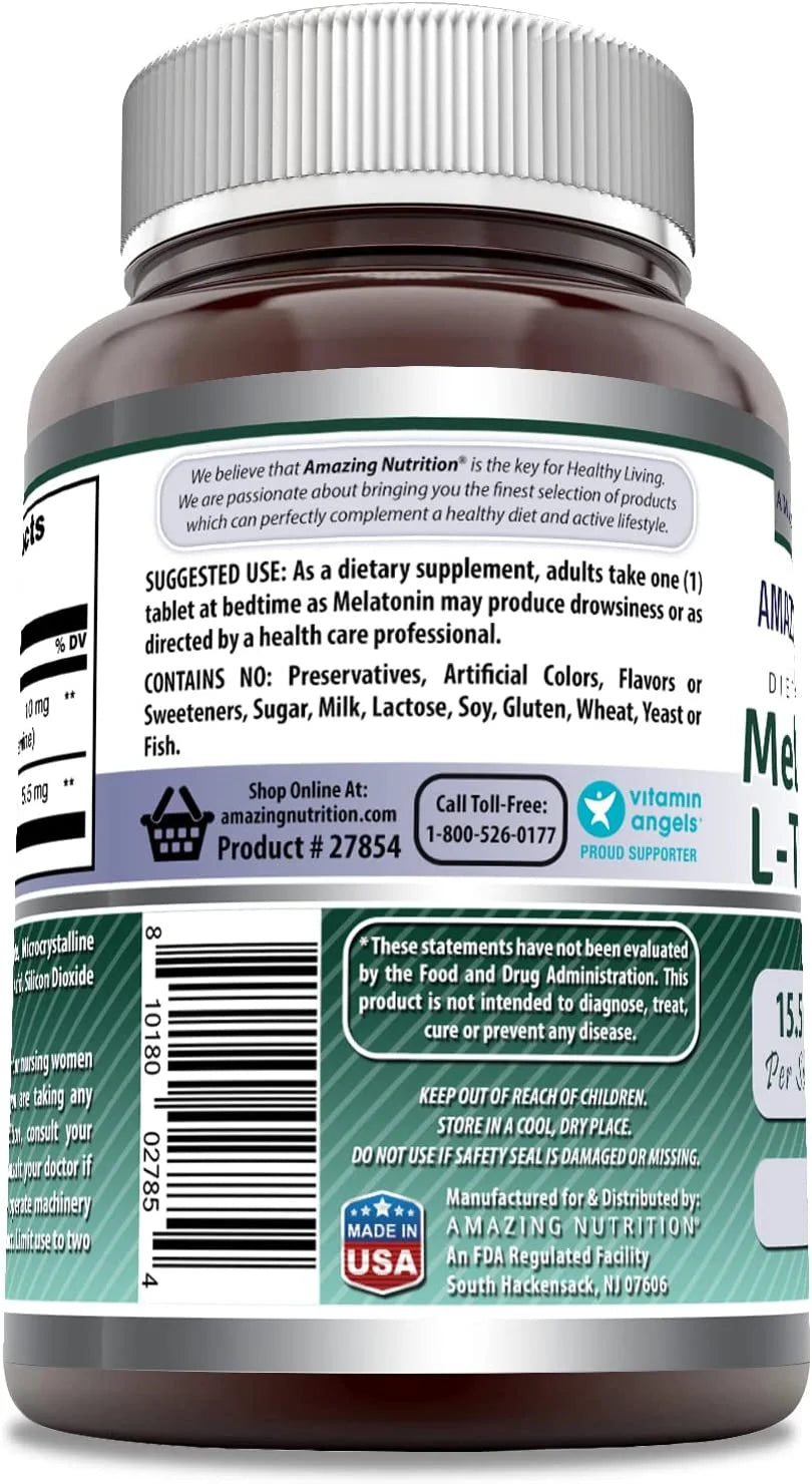 Melatonin 10 Mg plus L-Theanine 5.5 Mg per Serving 120 Tablets Supplement | Non-Gmo | Gluten Free | Made in USA